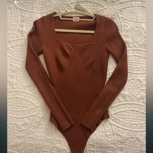 Brown Abercrombie Long Sleeve Bodysuit